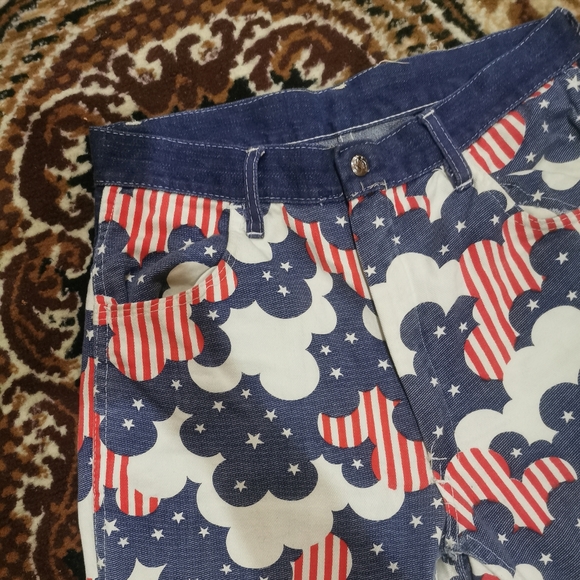 RARE Vintage American Flag Novelty Print Jeans 70s 1970 Americana - Picture 2 of 8